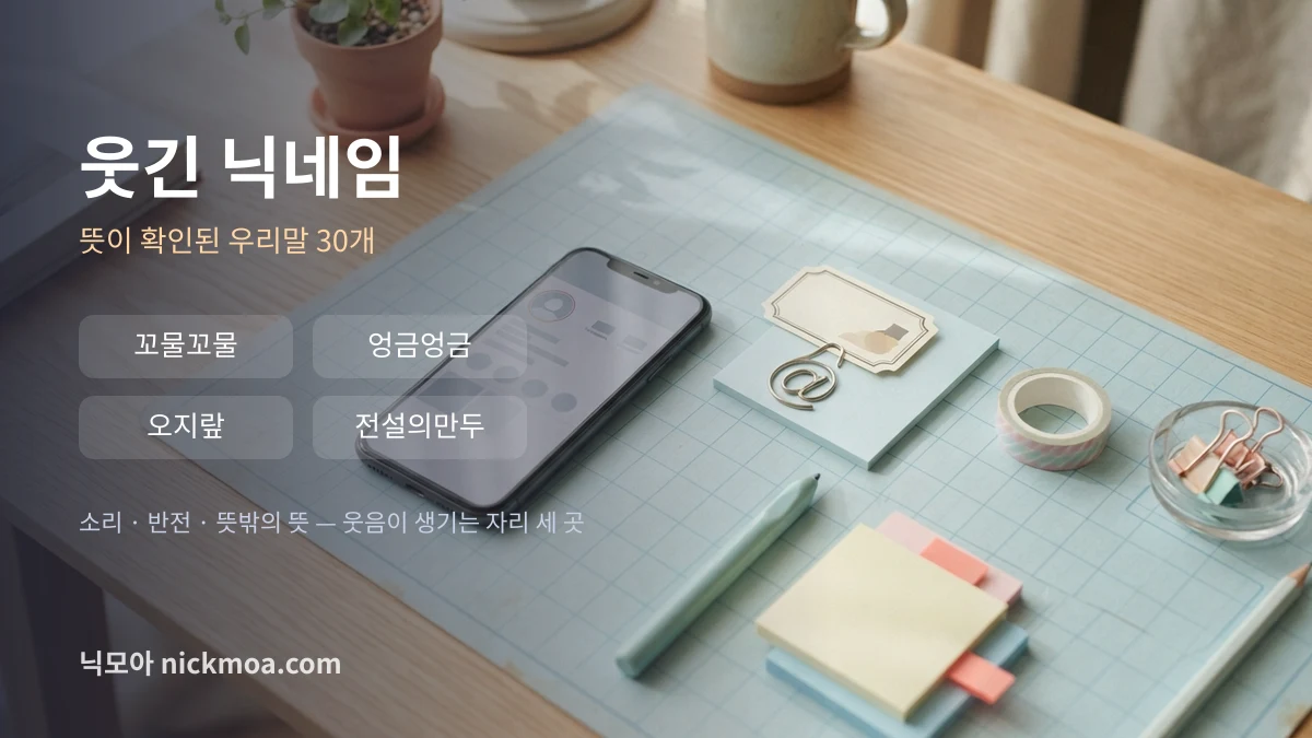 웃긴 닉네임 모음 — 뜻이 확인된 우리말 30개, 꼬물꼬물 엉금엉금 오지랖 전설의만두